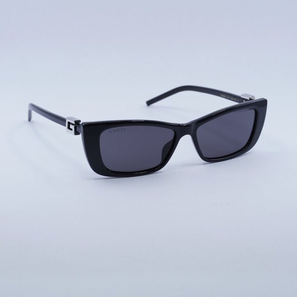 ?️ New Gucci GG1681S 001 Sunglasses - Shiny Black Frame, Solid Grey Lens… main image 5
